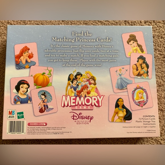 Hasbro Disney Princess Memory Matching Game 72 Princess Cards w/ Holding Tray - Picture 5 of 9